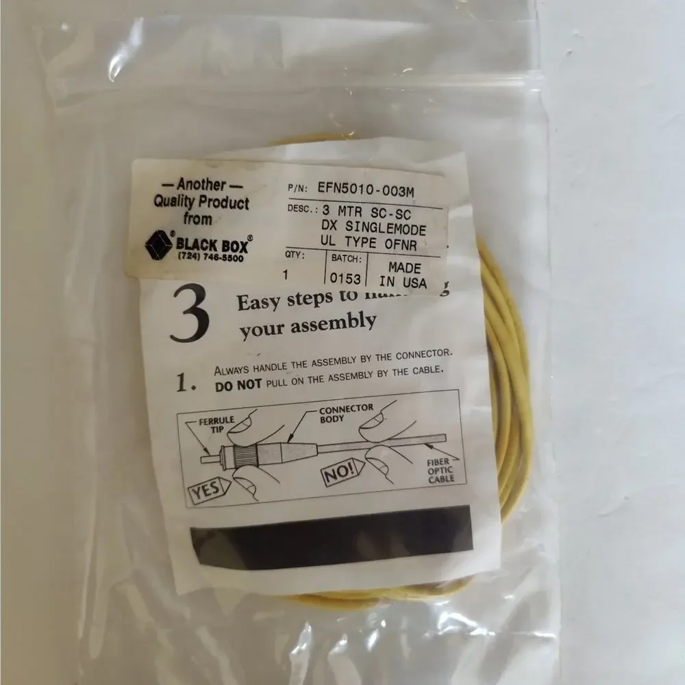 NEW Black Box EFN5010-003M fiber optic cable, 3 meter, SC-SC